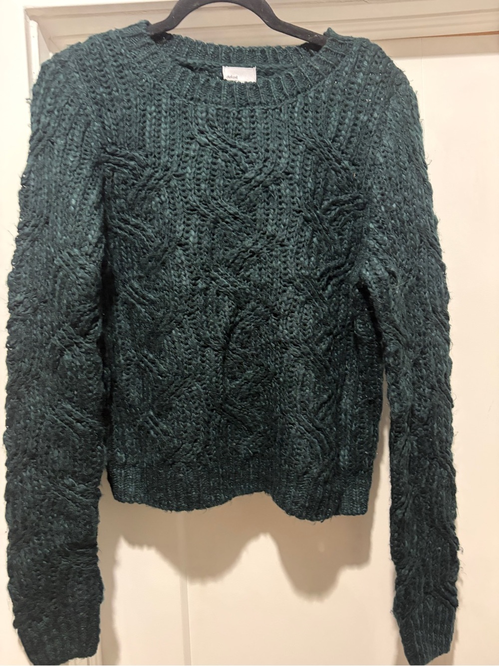 Classic Cable Crewneck Sweater in Deep Green